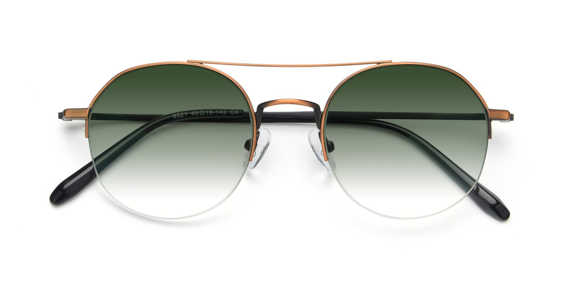 Folded Front of 9521 in Bronze with Green Gradient Lenses