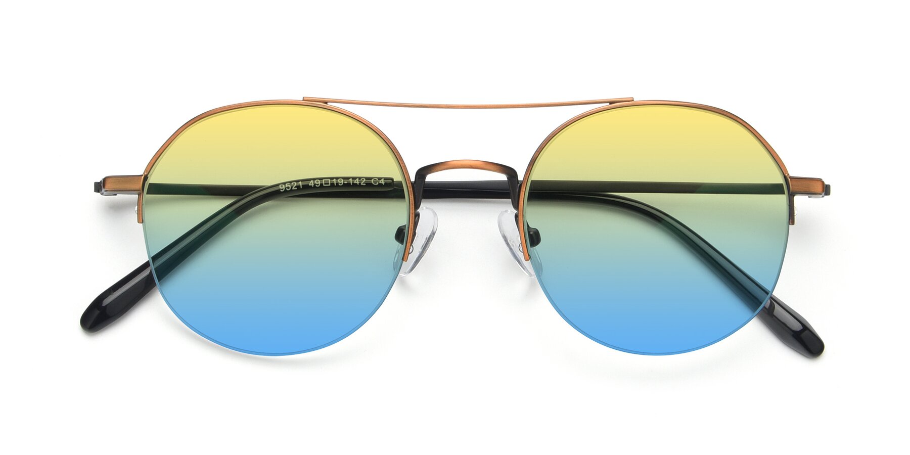 Folded Front of 9521 in Bronze with Yellow / Blue Gradient Lenses