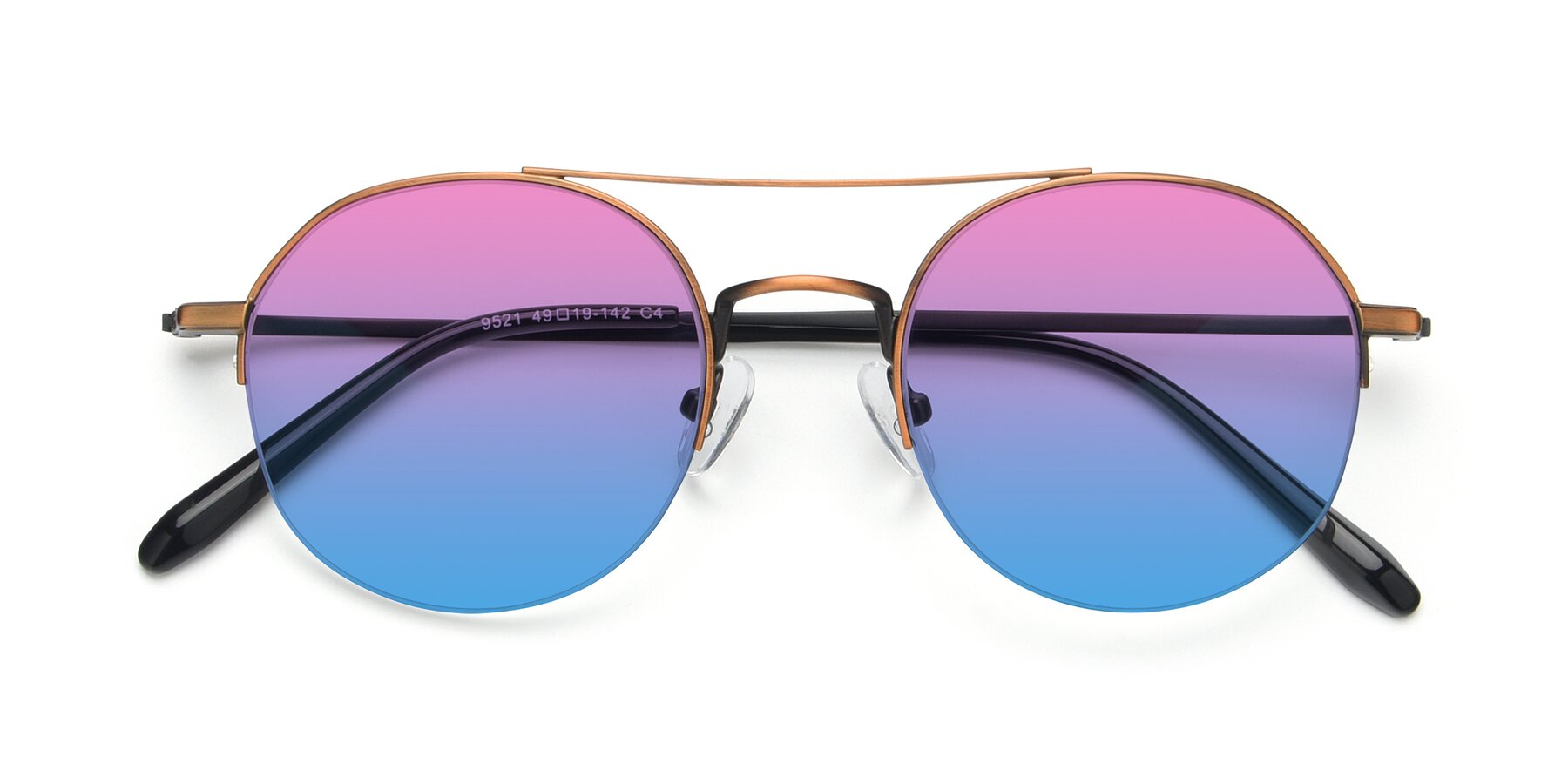 Folded Front of 9521 in Bronze with Pink / Blue Gradient Lenses