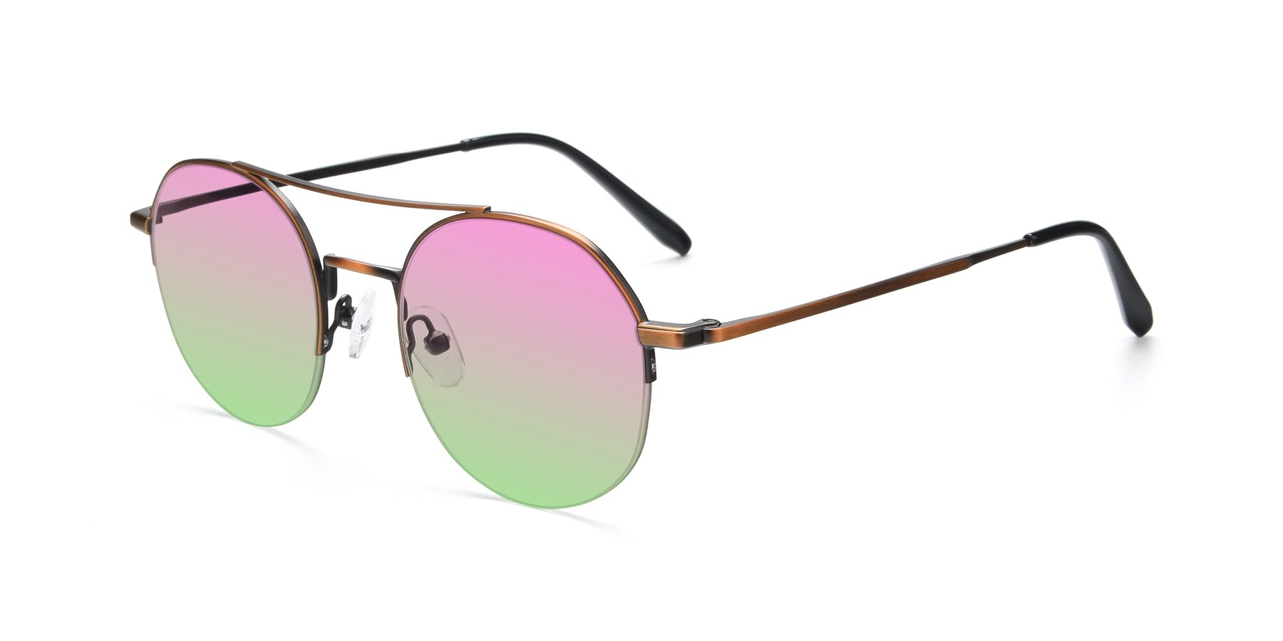 Angle of 9521 in Bronze with Pink / Green Gradient Lenses