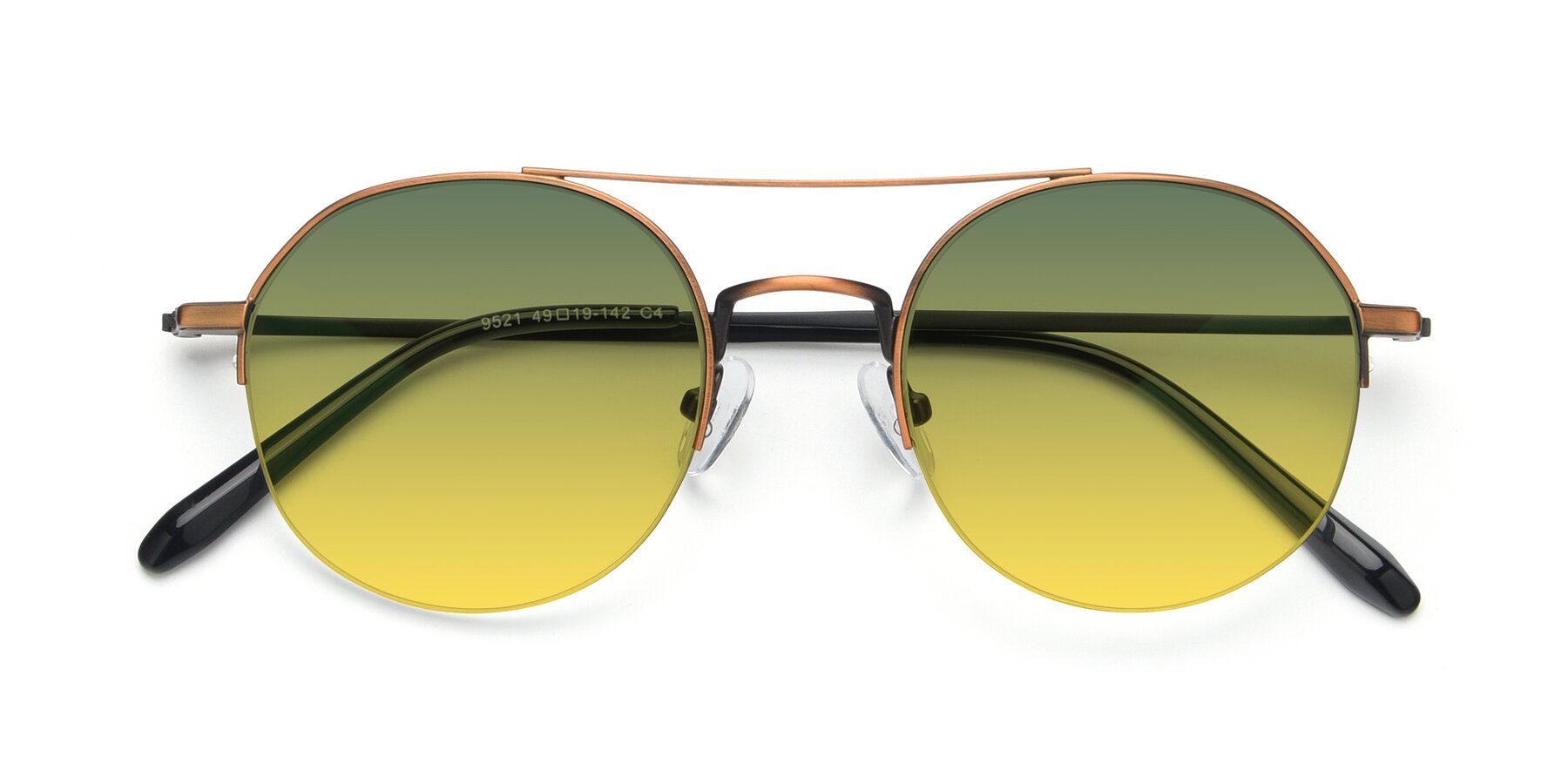 Folded Front of 9521 in Bronze with Green / Yellow Gradient Lenses