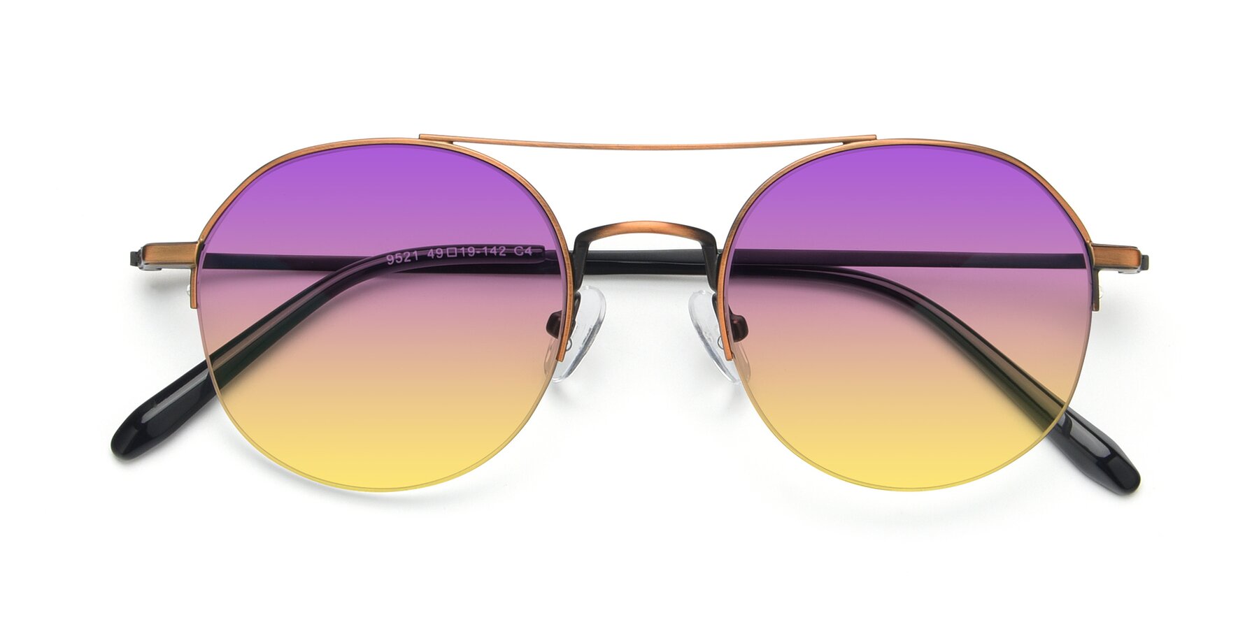 Folded Front of 9521 in Bronze with Purple / Yellow Gradient Lenses