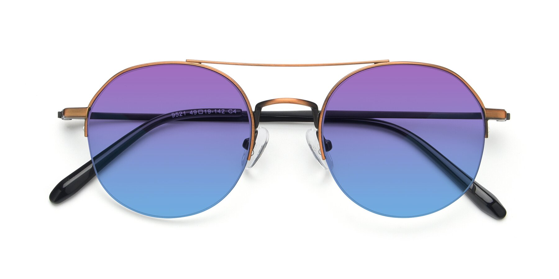 Folded Front of 9521 in Bronze with Purple / Blue Gradient Lenses
