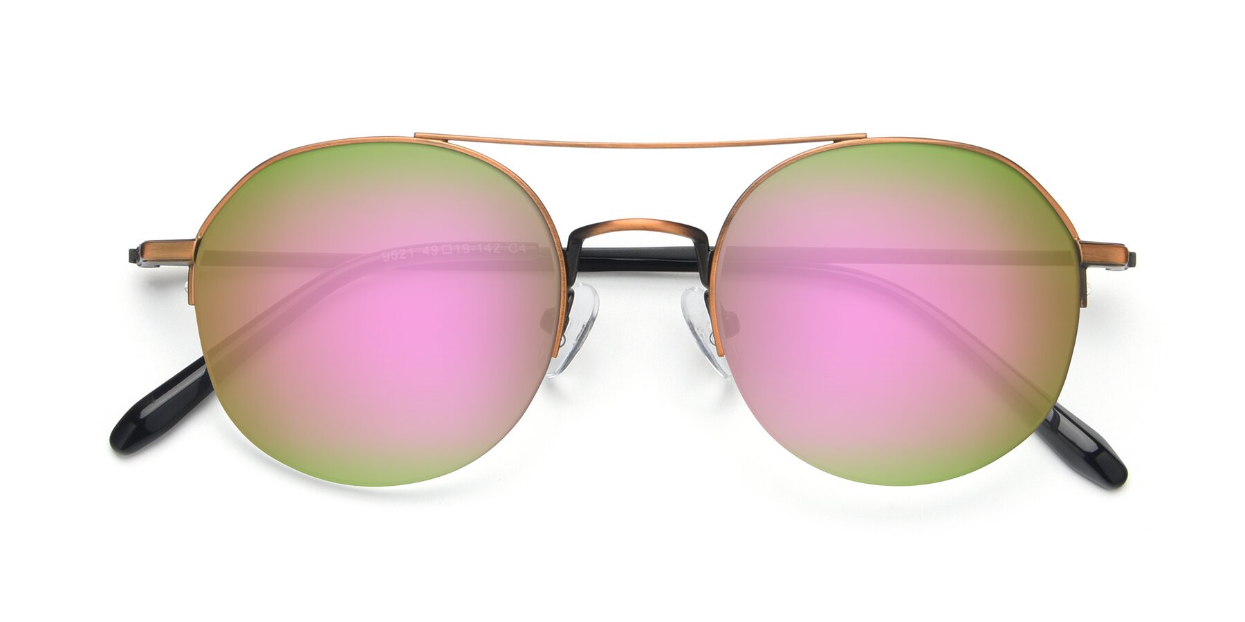 Folded Front of 9521 in Bronze with Pink Mirrored Lenses