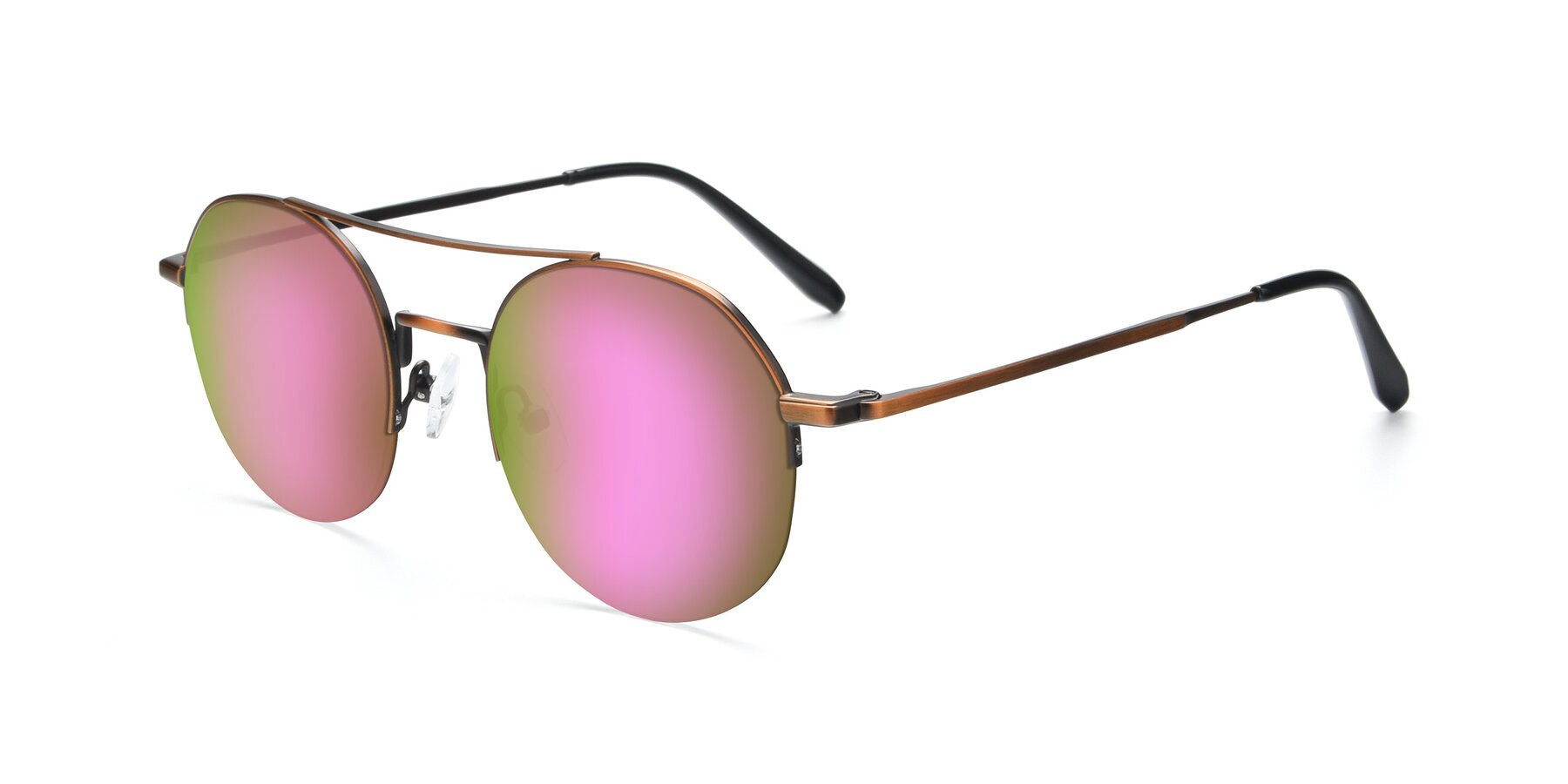 Angle of 9521 in Bronze with Pink Mirrored Lenses