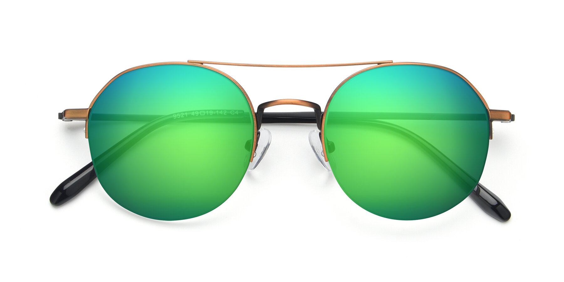 Folded Front of 9521 in Bronze with Green Mirrored Lenses