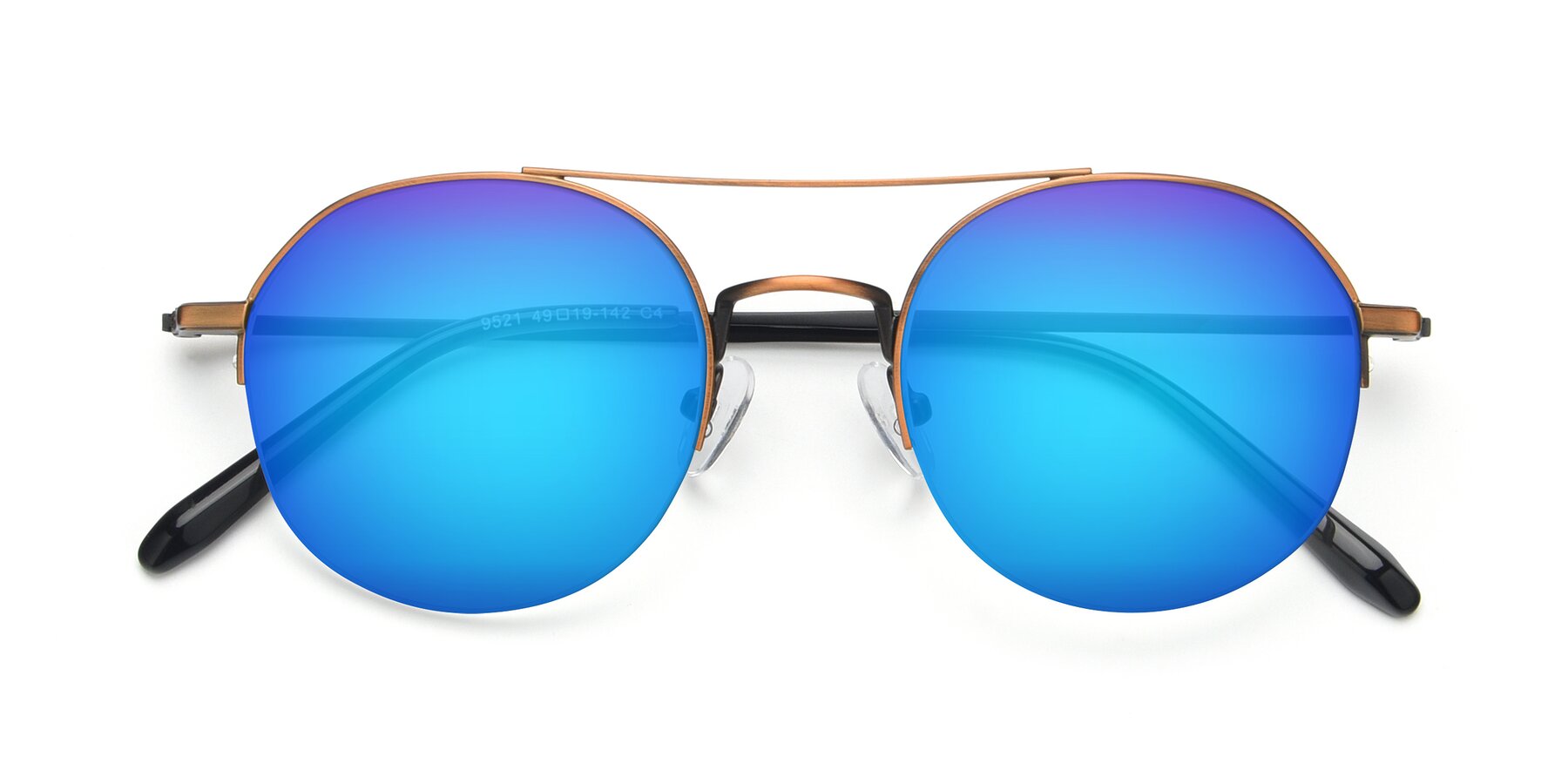 Folded Front of 9521 in Bronze with Blue Mirrored Lenses