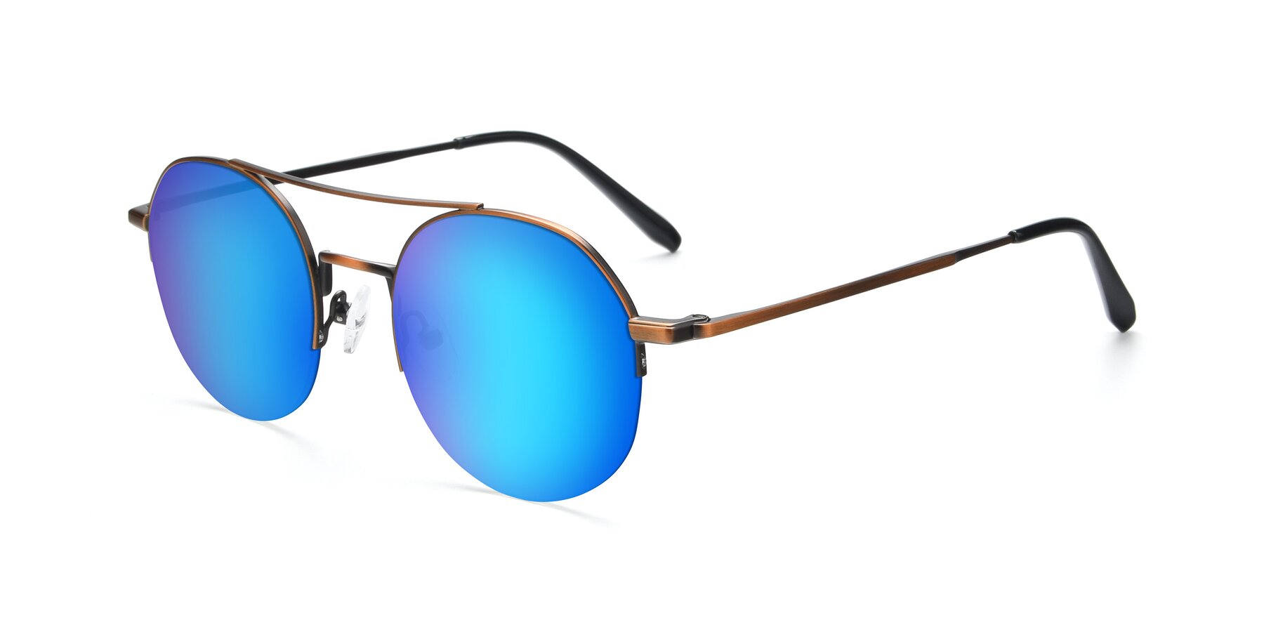 Angle of 9521 in Bronze with Blue Mirrored Lenses