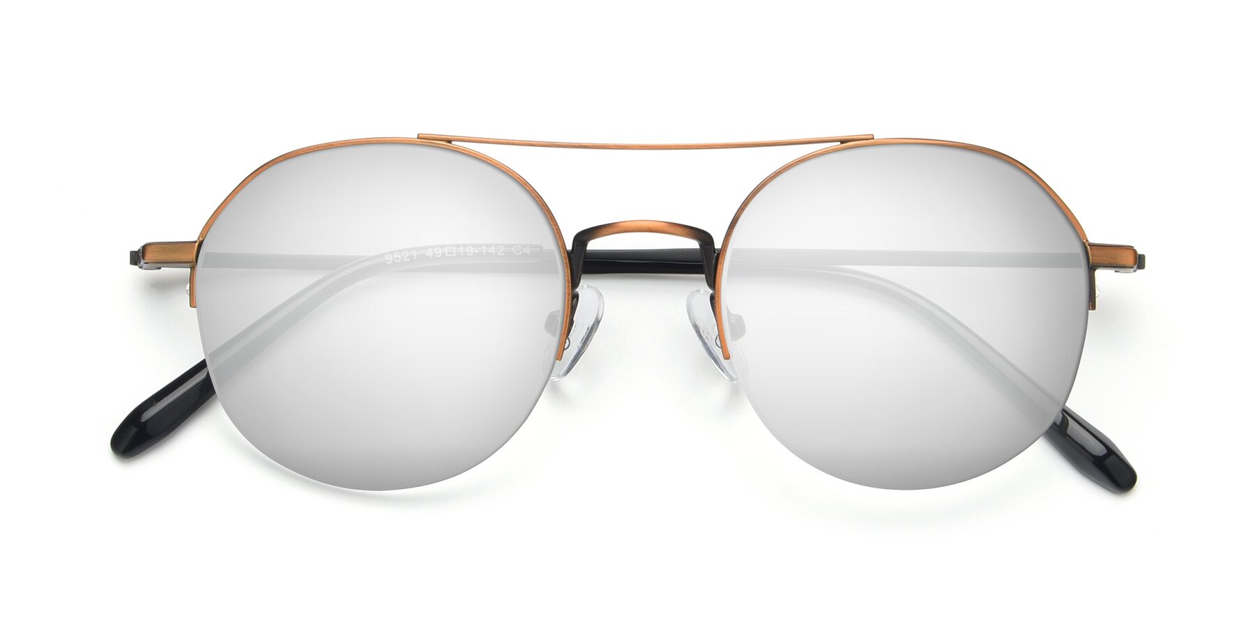 Folded Front of 9521 in Bronze with Silver Mirrored Lenses