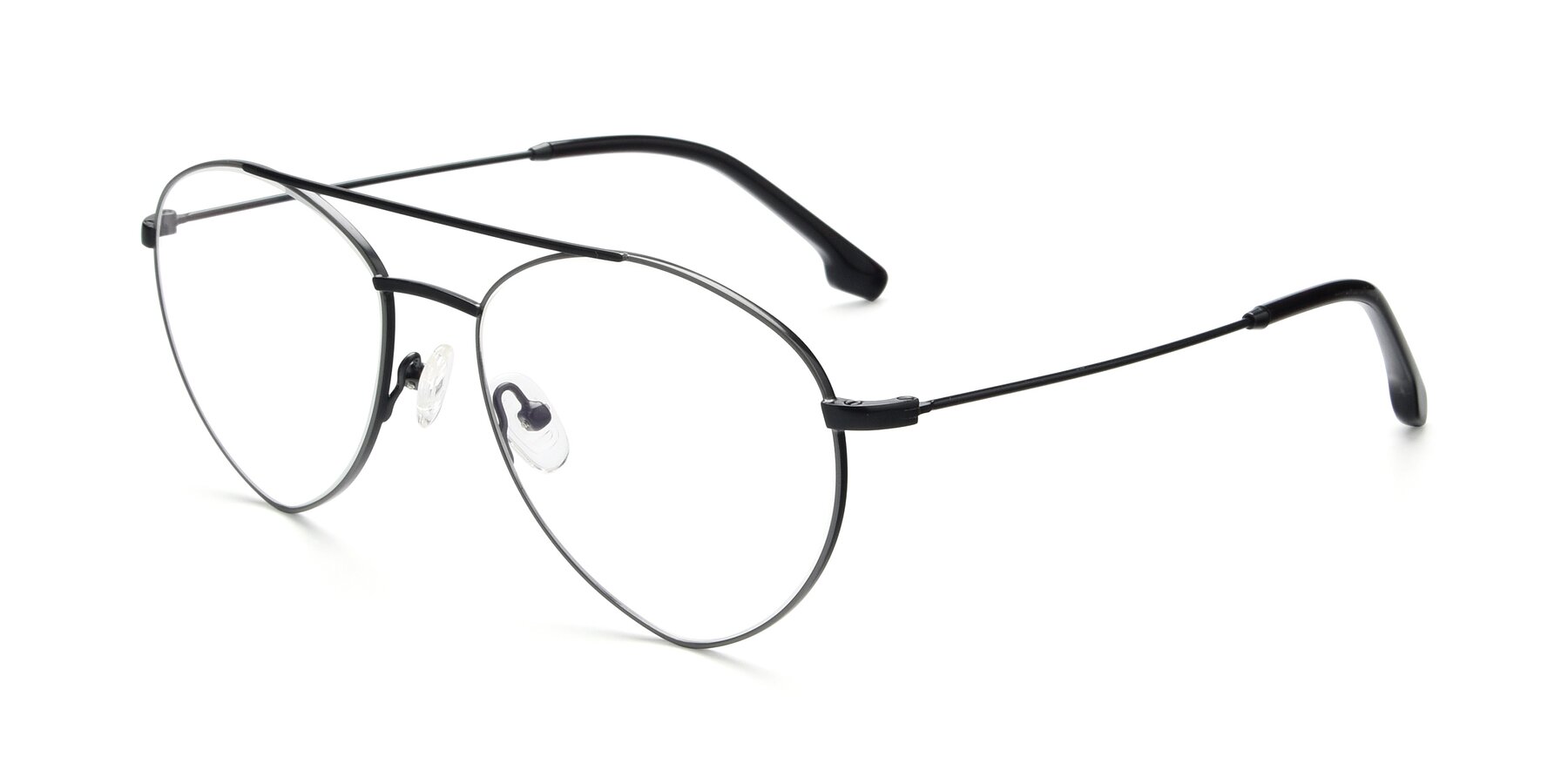 Matte Black-Grey Geek-Chic Aviator Geometric Blue Light Glasses - 9459