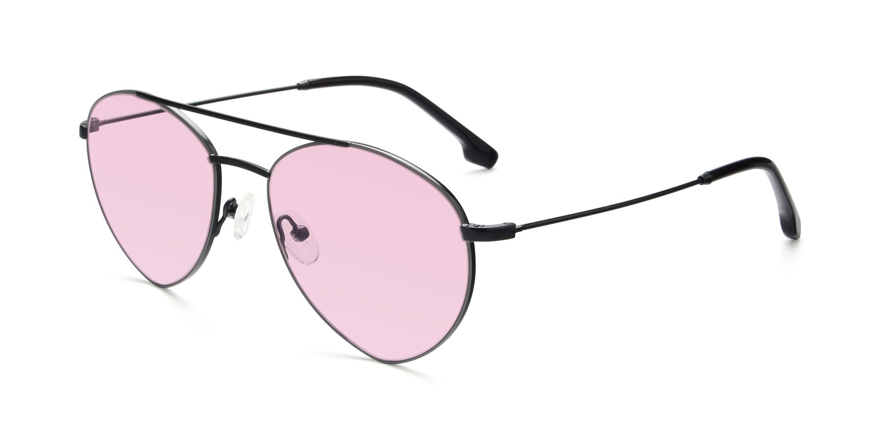 Angle of 9459 in Matte Black-Grey with Light Pink Tinted Lenses