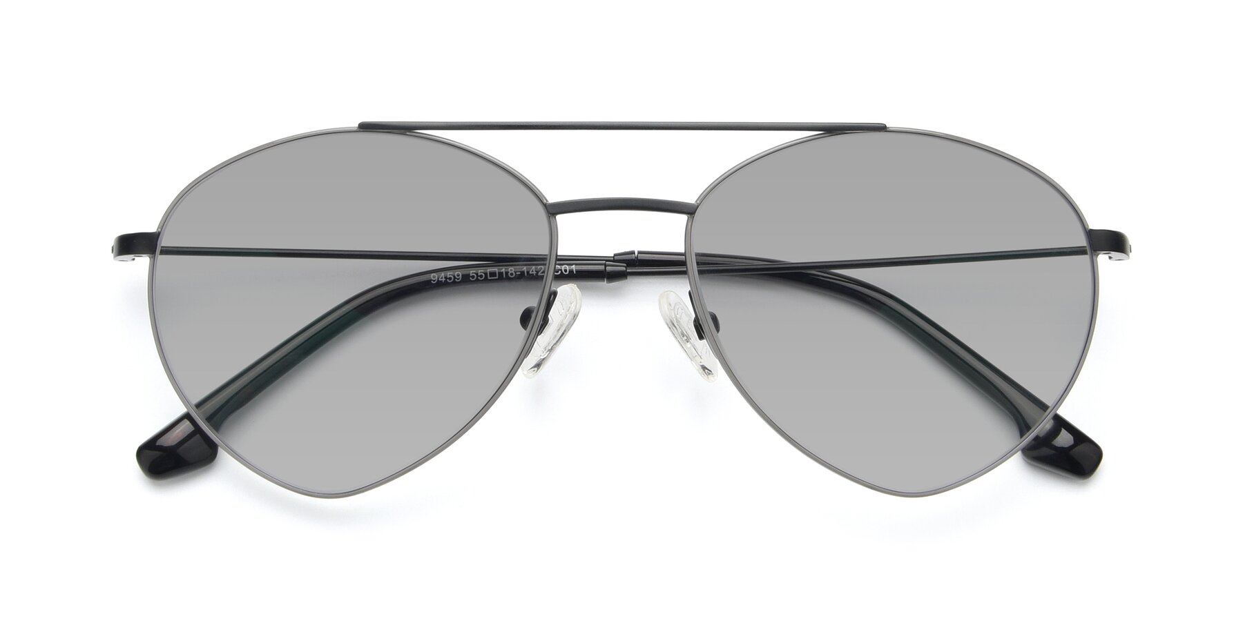 Folded Front of 9459 in Matte Black-Grey with Light Gray Tinted Lenses