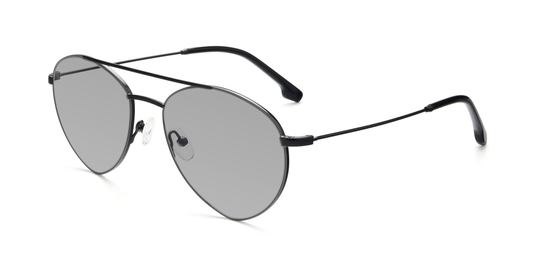 Angle of 9459 in Matte Black-Grey with Light Gray Tinted Lenses
