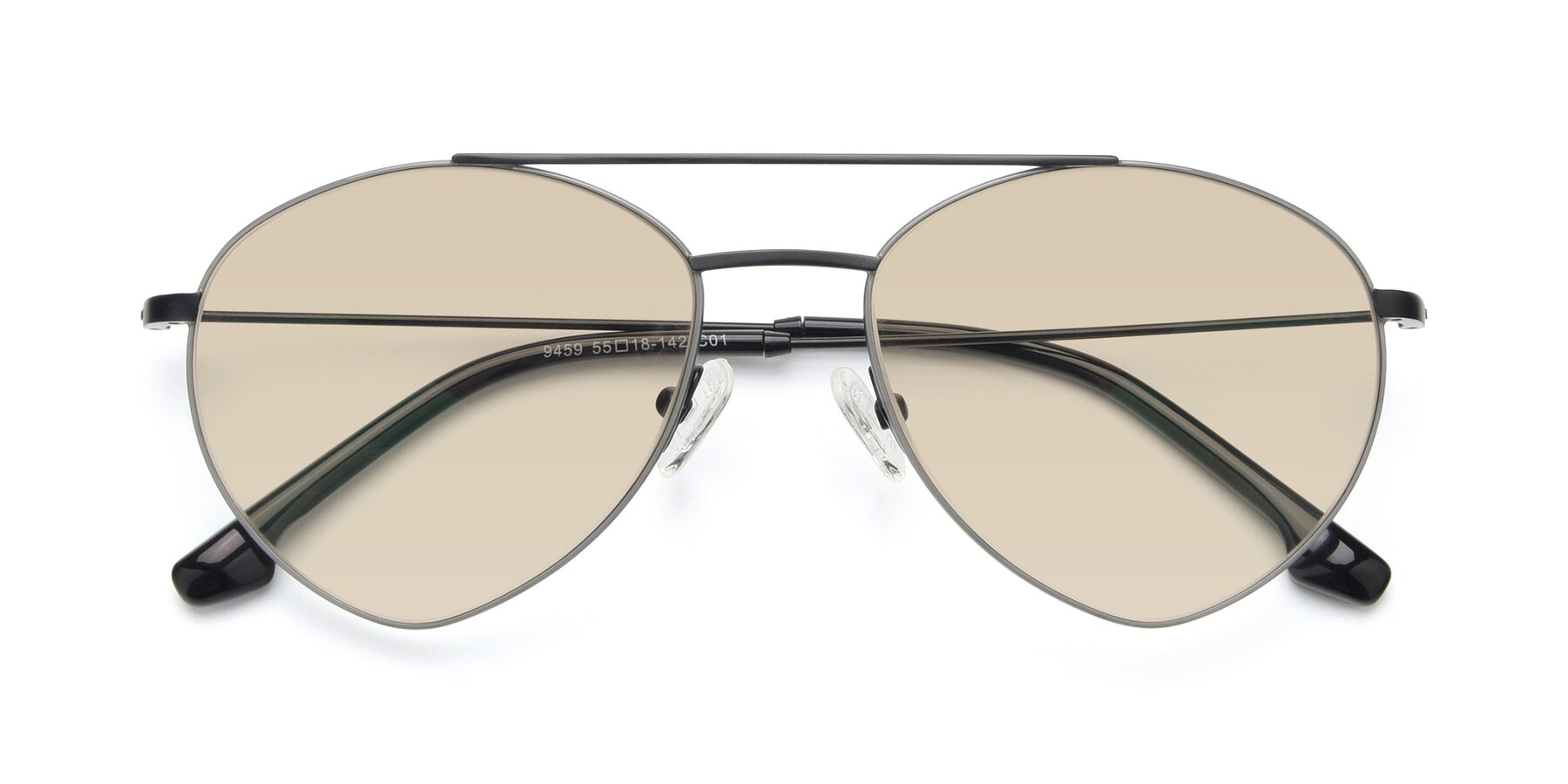 Folded Front of 9459 in Matte Black-Grey with Light Brown Tinted Lenses