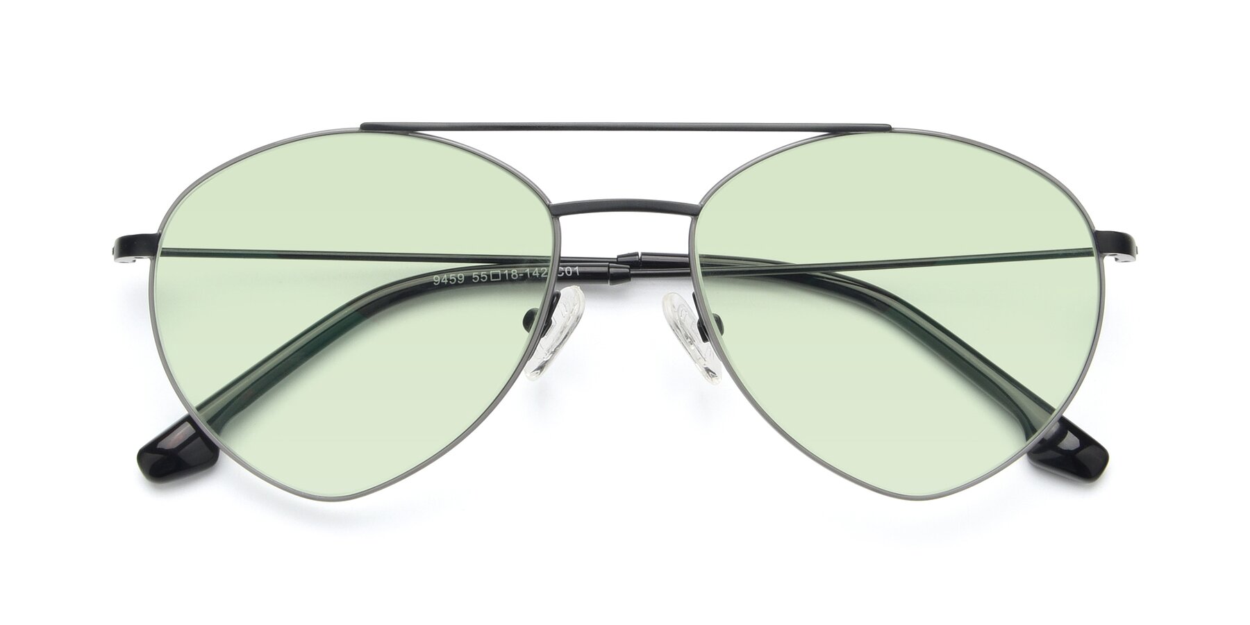 Folded Front of 9459 in Matte Black-Grey with Light Green Tinted Lenses