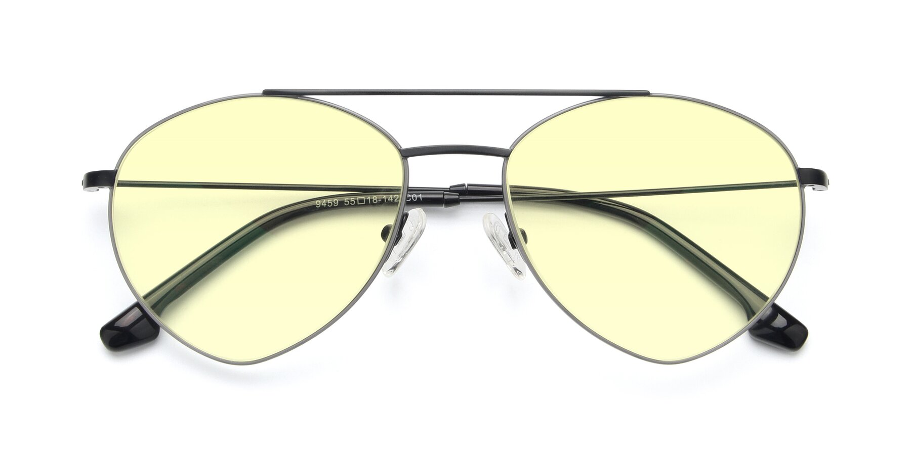 Folded Front of 9459 in Matte Black-Grey with Light Yellow Tinted Lenses