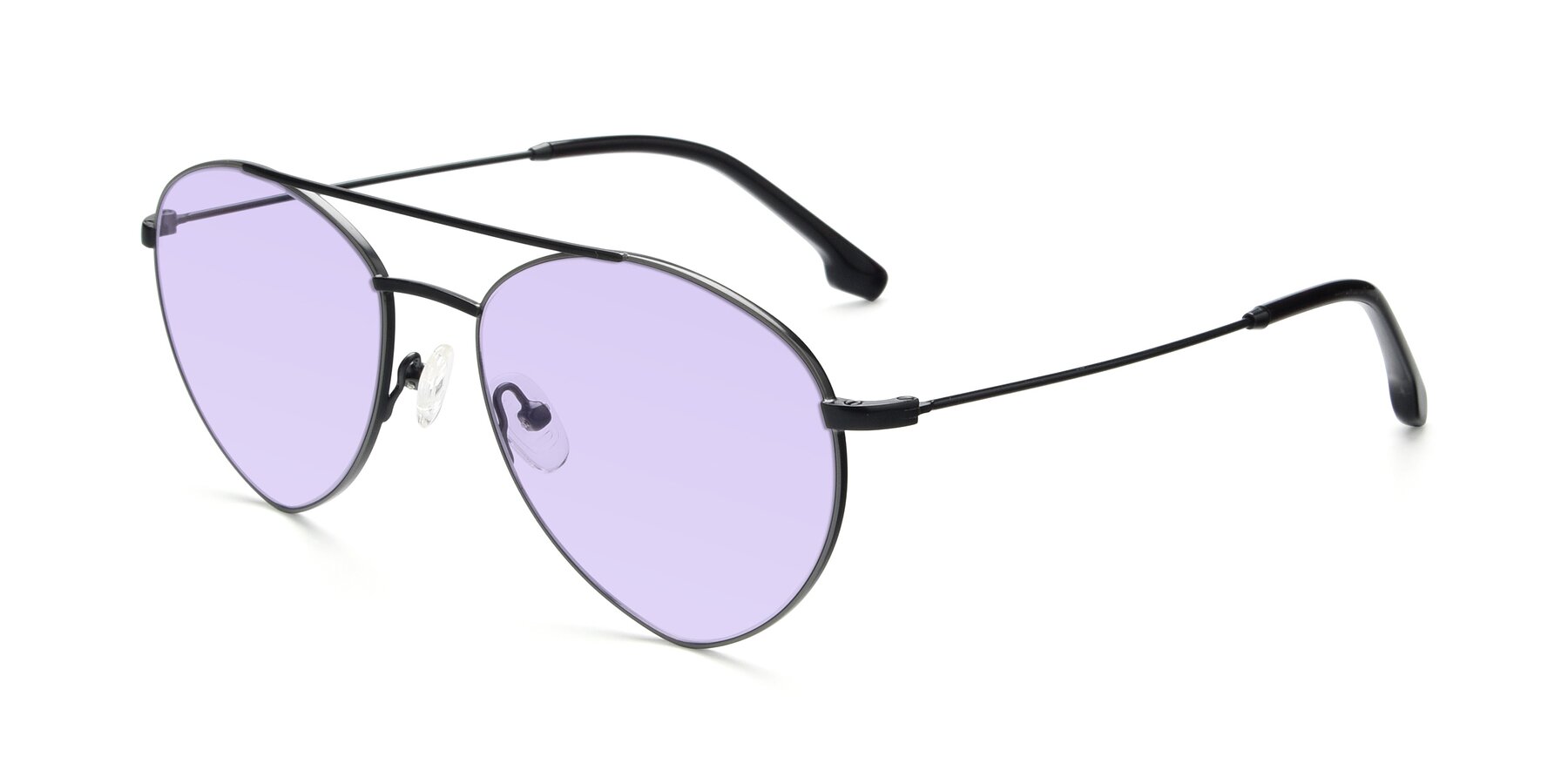 Angle of 9459 in Matte Black-Grey with Light Purple Tinted Lenses