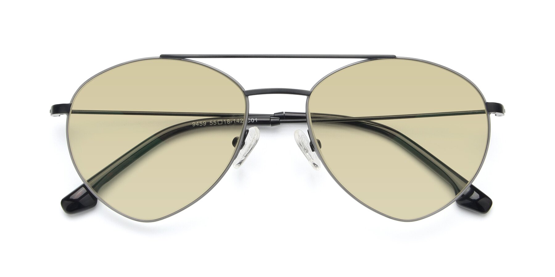 Folded Front of 9459 in Matte Black-Grey with Light Champagne Tinted Lenses