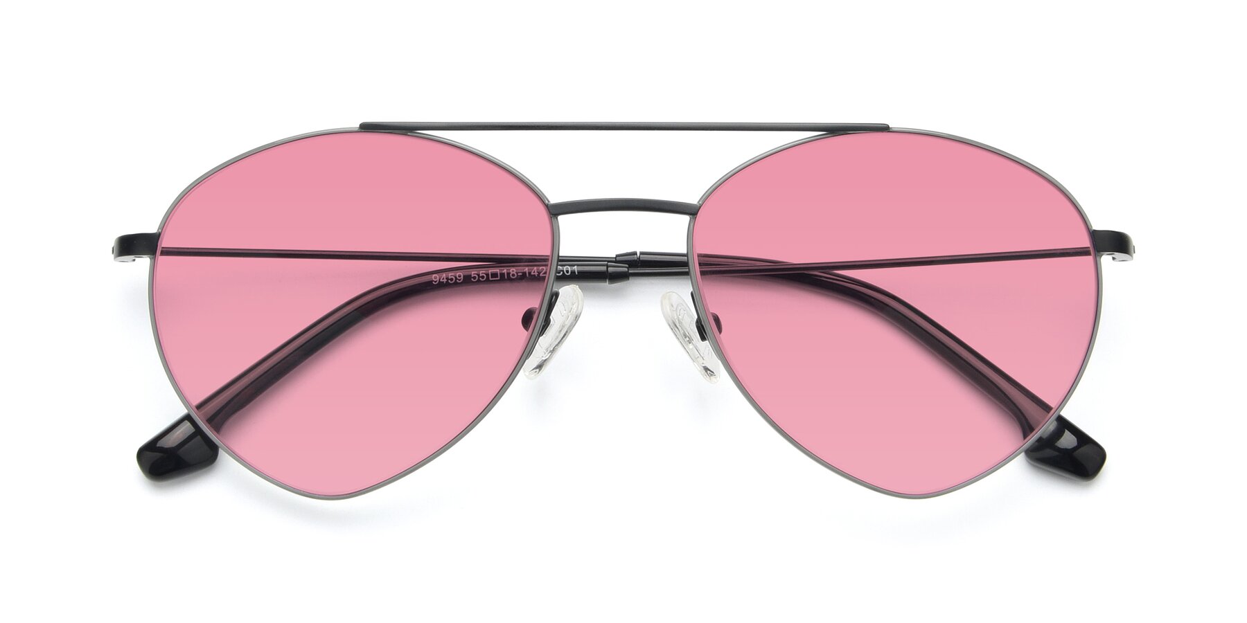 Folded Front of 9459 in Matte Black-Grey with Pink Tinted Lenses