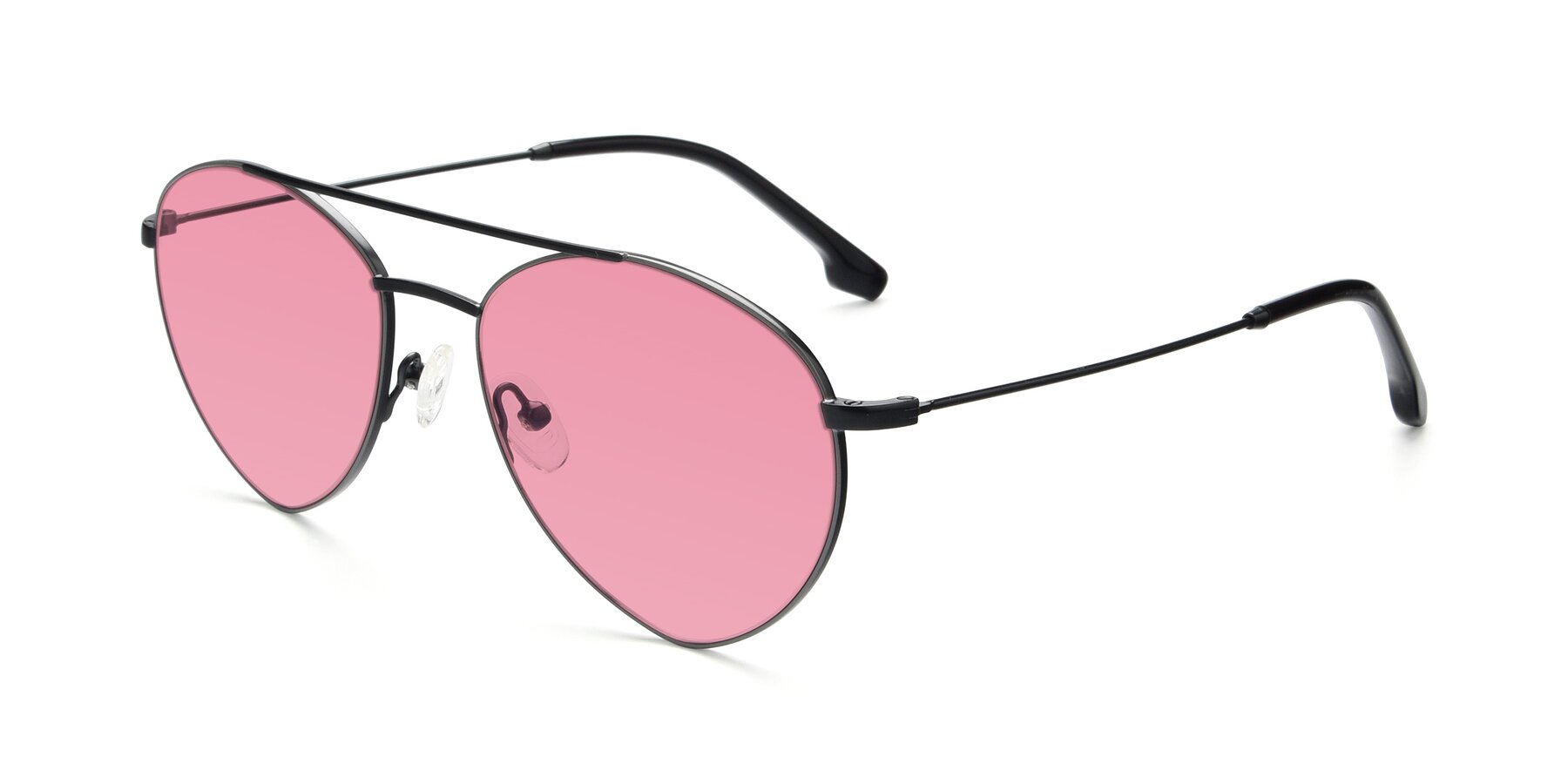 Angle of 9459 in Matte Black-Grey with Pink Tinted Lenses