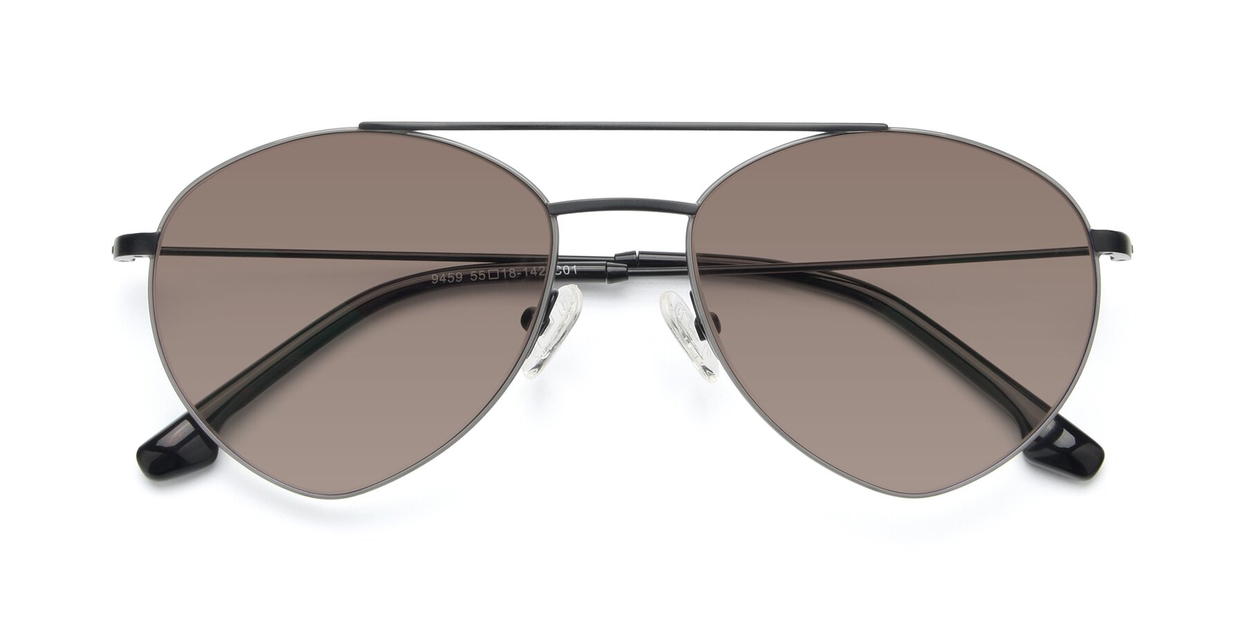 Folded Front of 9459 in Matte Black-Grey with Medium Brown Tinted Lenses