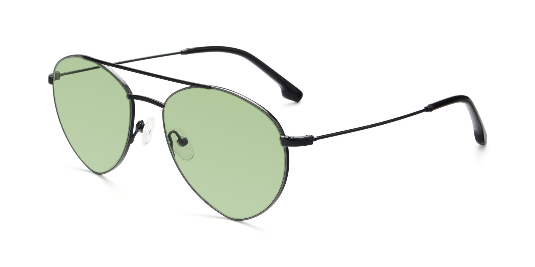 Angle of 9459 in Matte Black-Grey with Medium Green Tinted Lenses