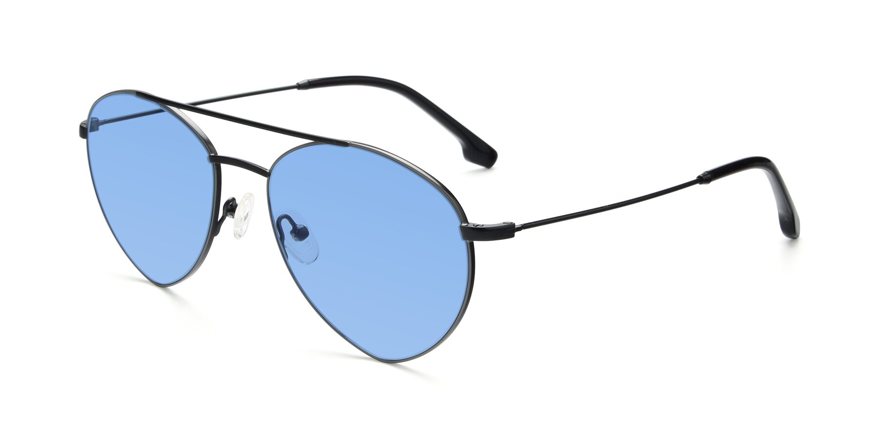 Angle of 9459 in Matte Black-Grey with Medium Blue Tinted Lenses