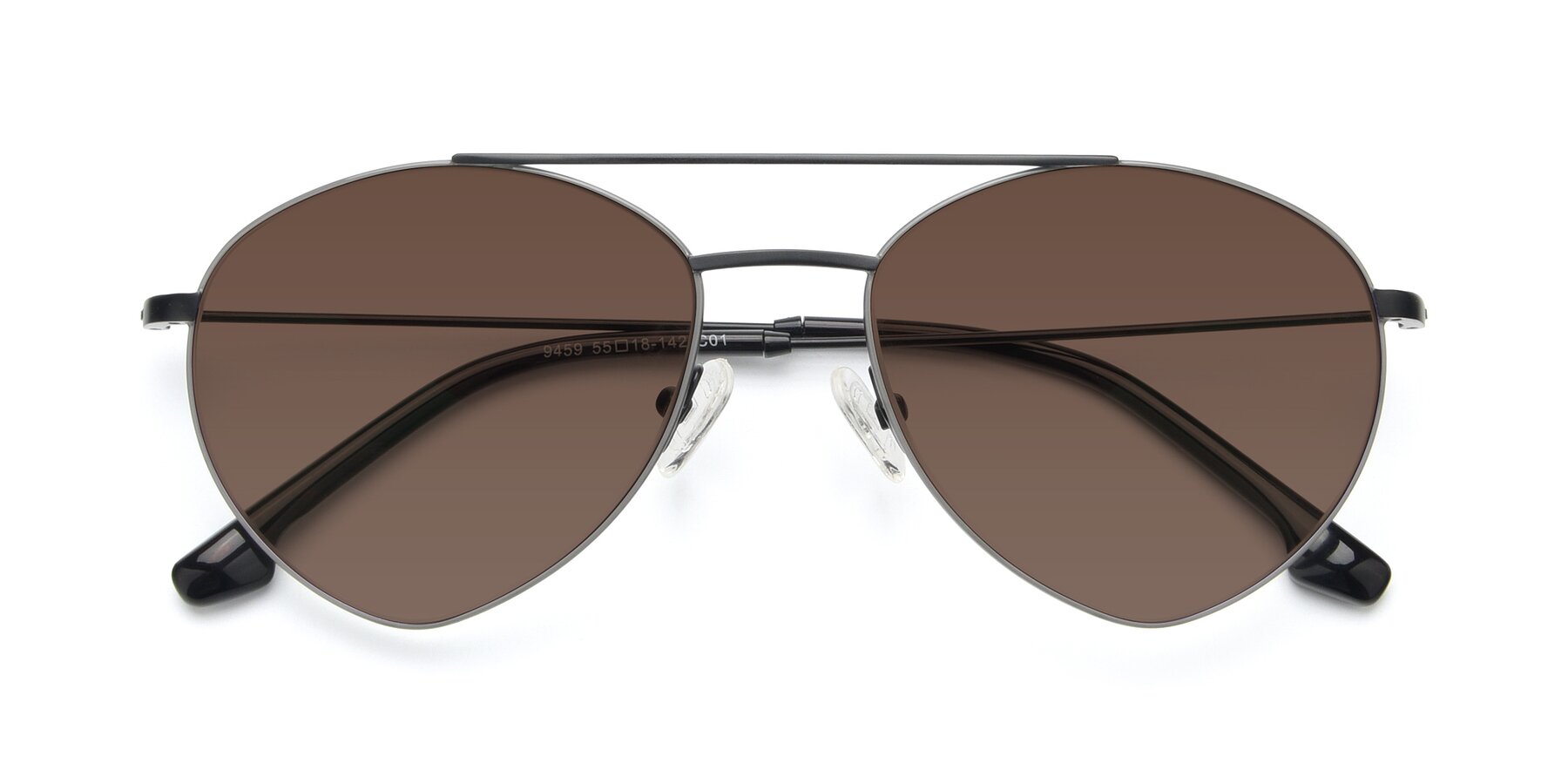 Folded Front of 9459 in Matte Black-Grey with Brown Tinted Lenses