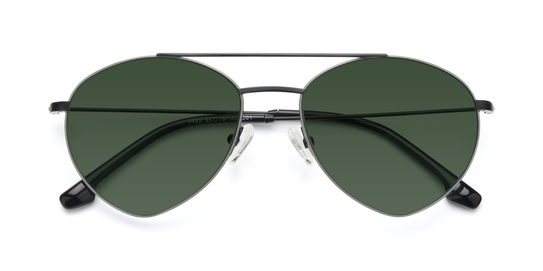 Folded Front of 9459 in Matte Black-Grey with Green Tinted Lenses