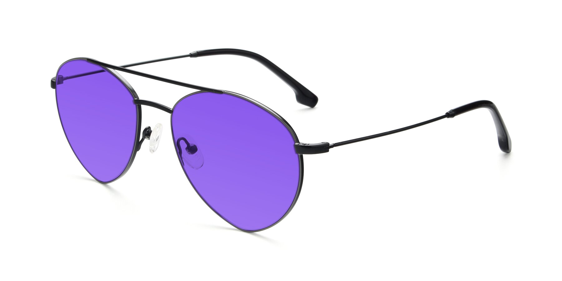 Angle of 9459 in Matte Black-Grey with Purple Tinted Lenses