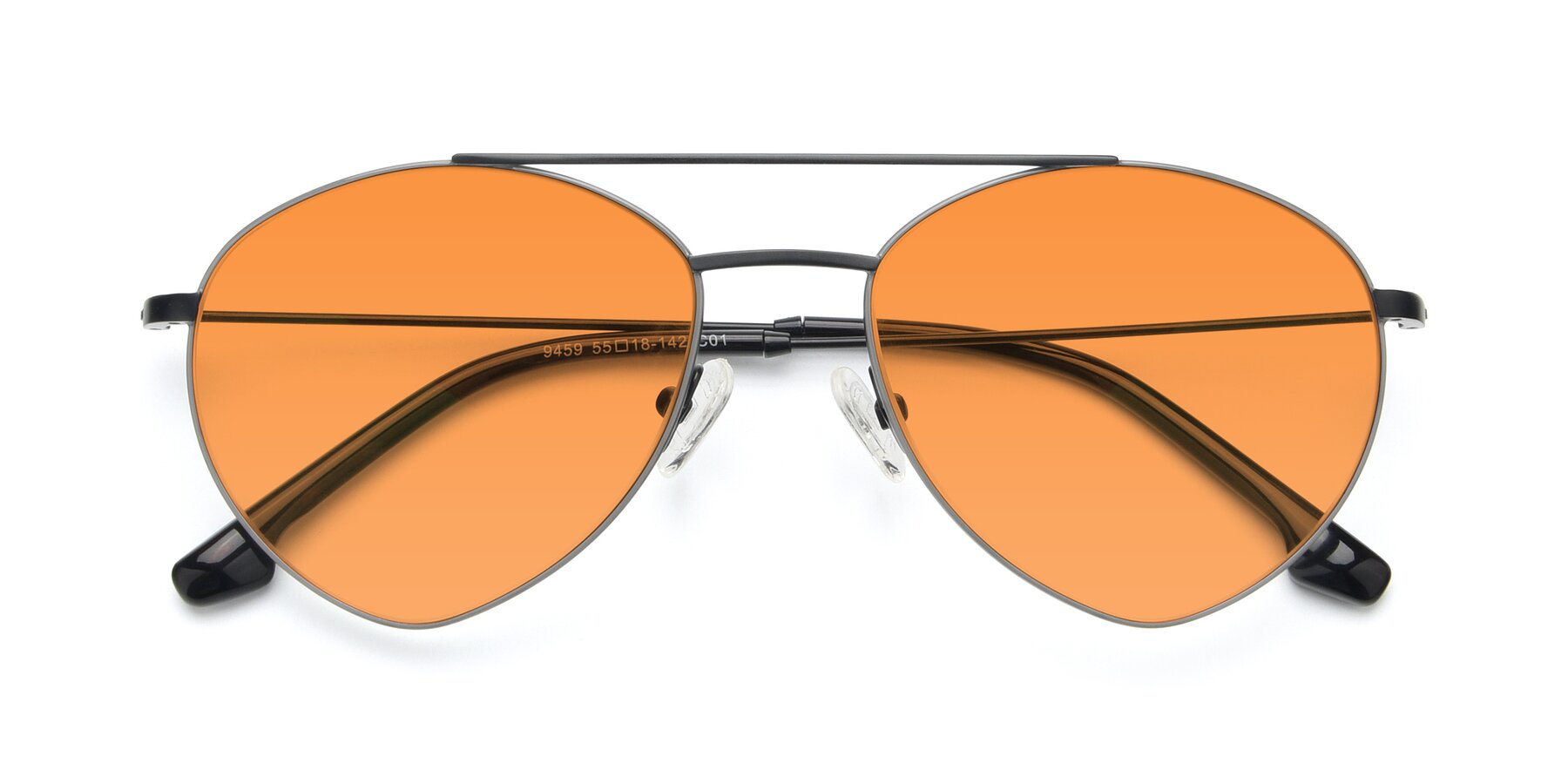 Folded Front of 9459 in Matte Black-Grey with Orange Tinted Lenses