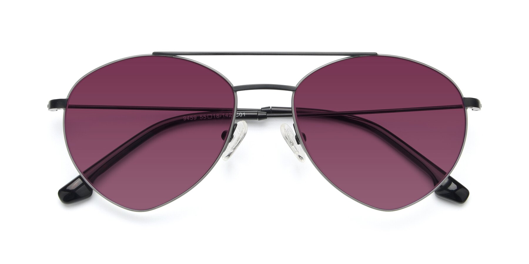 Folded Front of 9459 in Matte Black-Grey with Wine Tinted Lenses