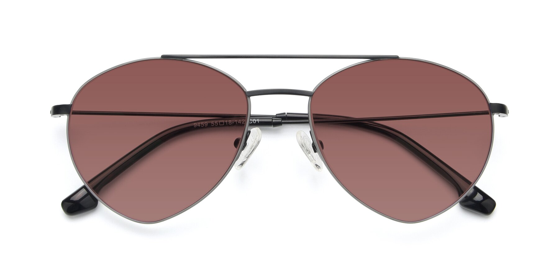 Folded Front of 9459 in Matte Black-Grey with Garnet Tinted Lenses