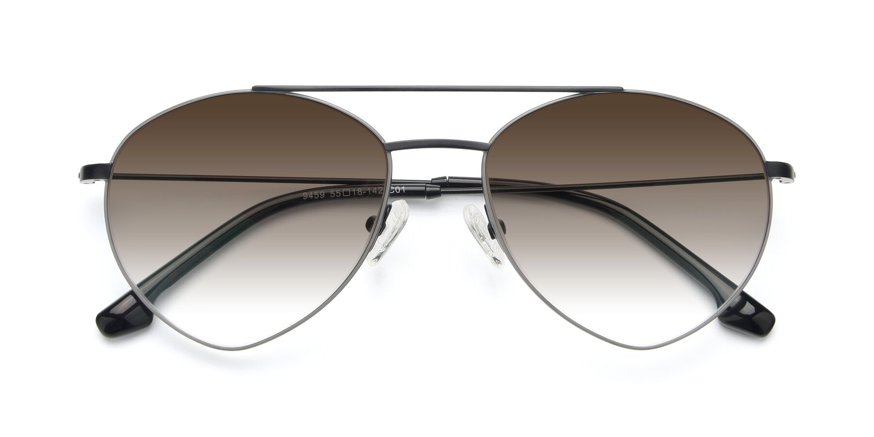 Folded Front of 9459 in Matte Black-Grey with Brown Gradient Lenses