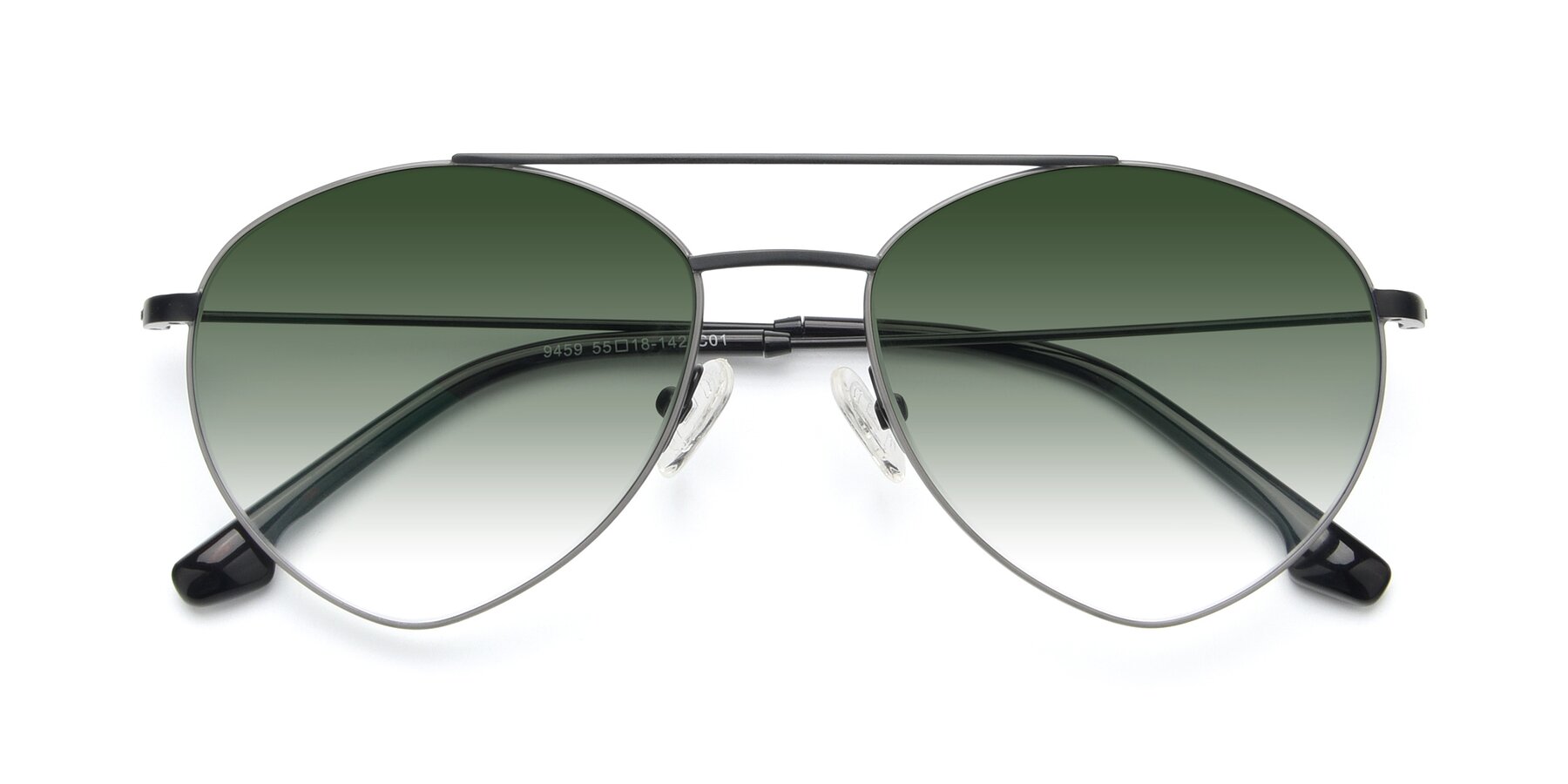 Folded Front of 9459 in Matte Black-Grey with Green Gradient Lenses