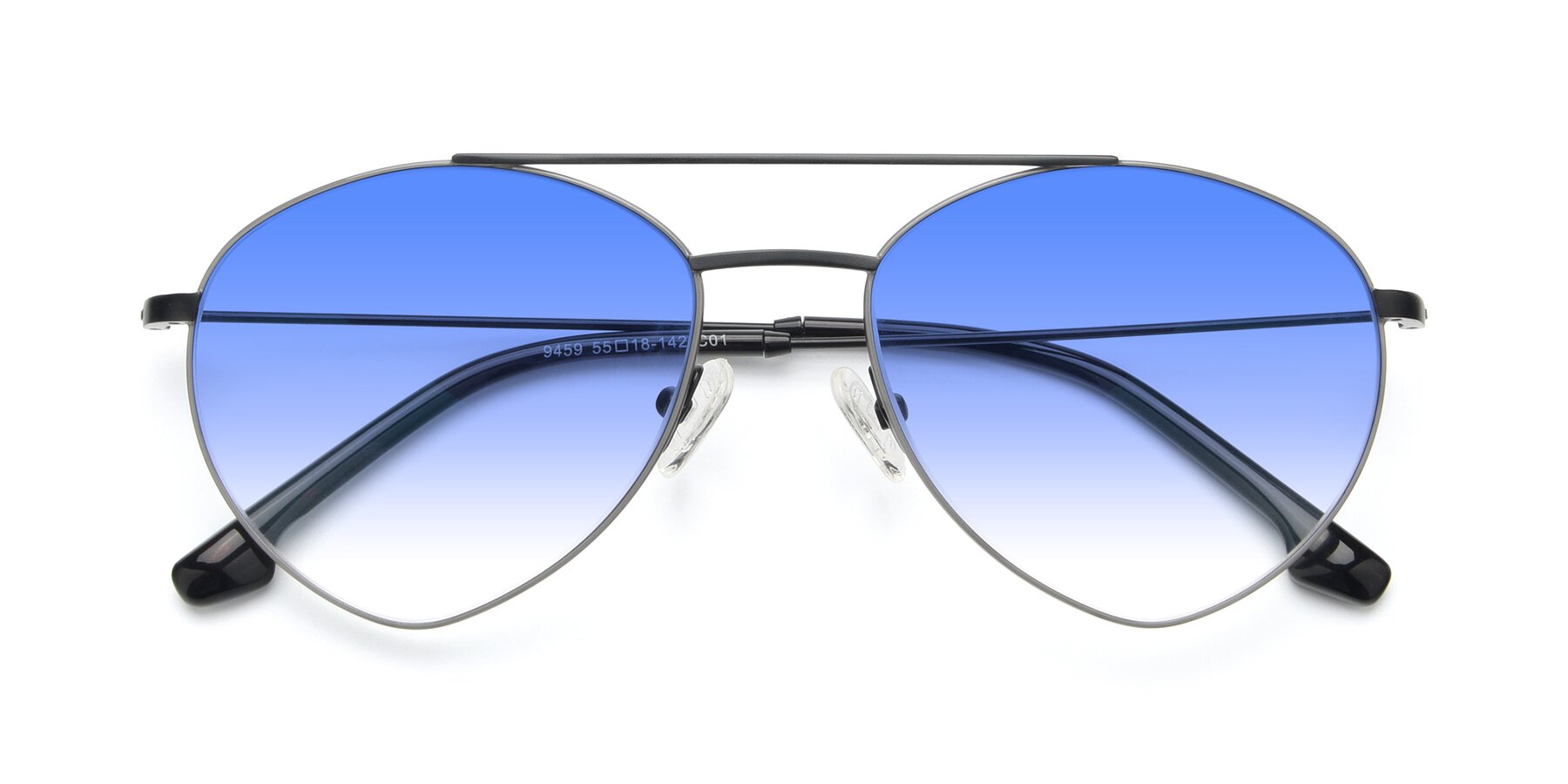 Folded Front of 9459 in Matte Black-Grey with Blue Gradient Lenses