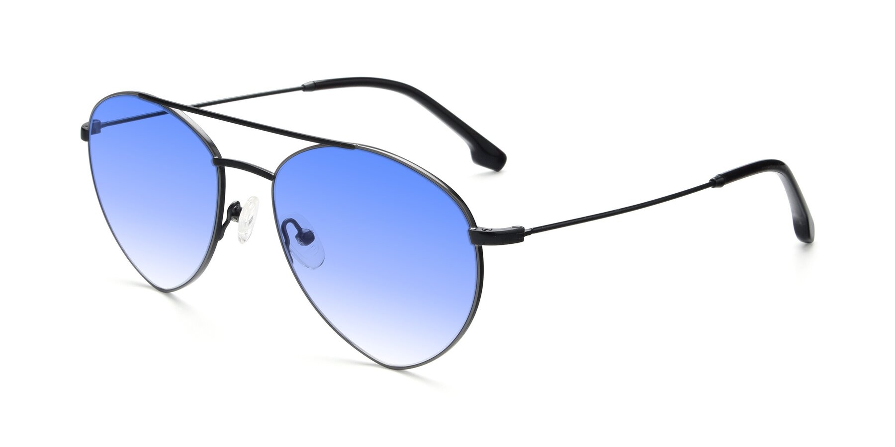 Angle of 9459 in Matte Black-Grey with Blue Gradient Lenses