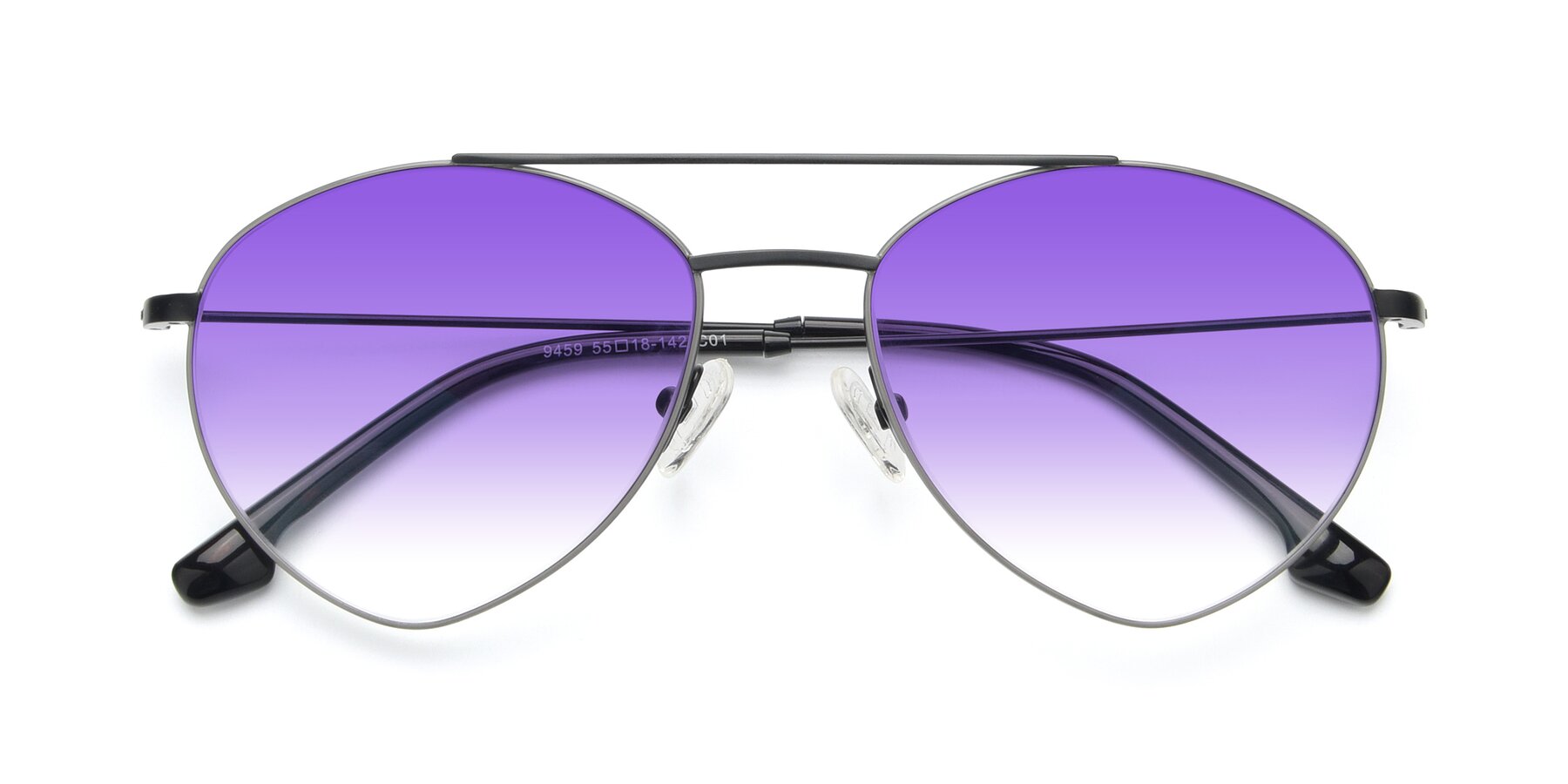 Folded Front of 9459 in Matte Black-Grey with Purple Gradient Lenses