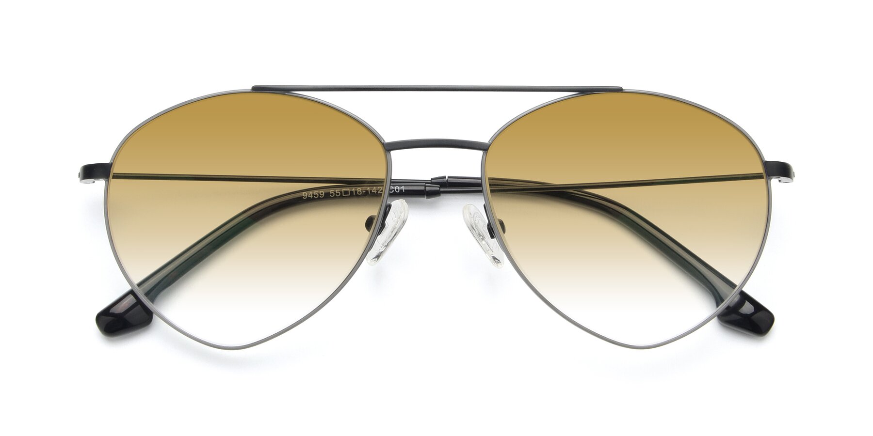 Folded Front of 9459 in Matte Black-Grey with Champagne Gradient Lenses