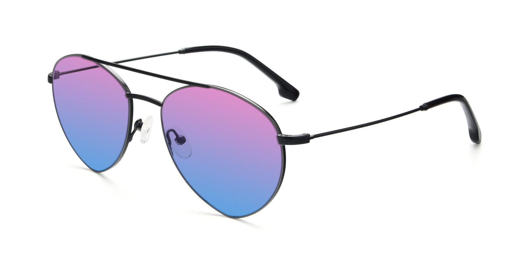 Angle of 9459 in Matte Black-Grey with Pink / Blue Gradient Lenses