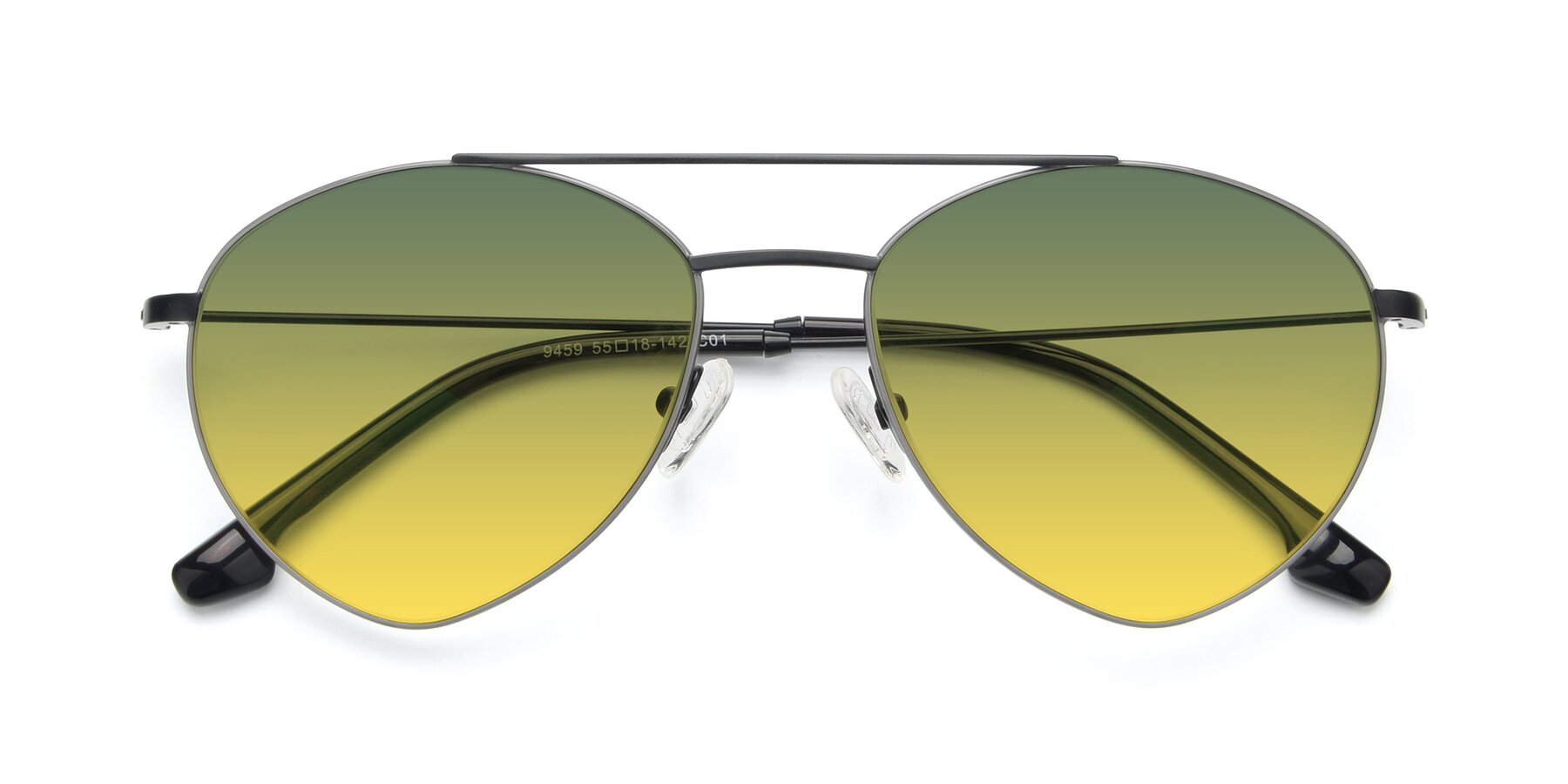 Folded Front of 9459 in Matte Black-Grey with Green / Yellow Gradient Lenses