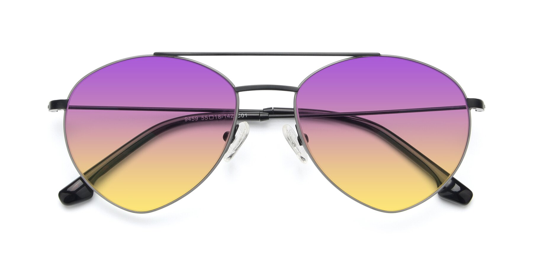 Folded Front of 9459 in Matte Black-Grey with Purple / Yellow Gradient Lenses