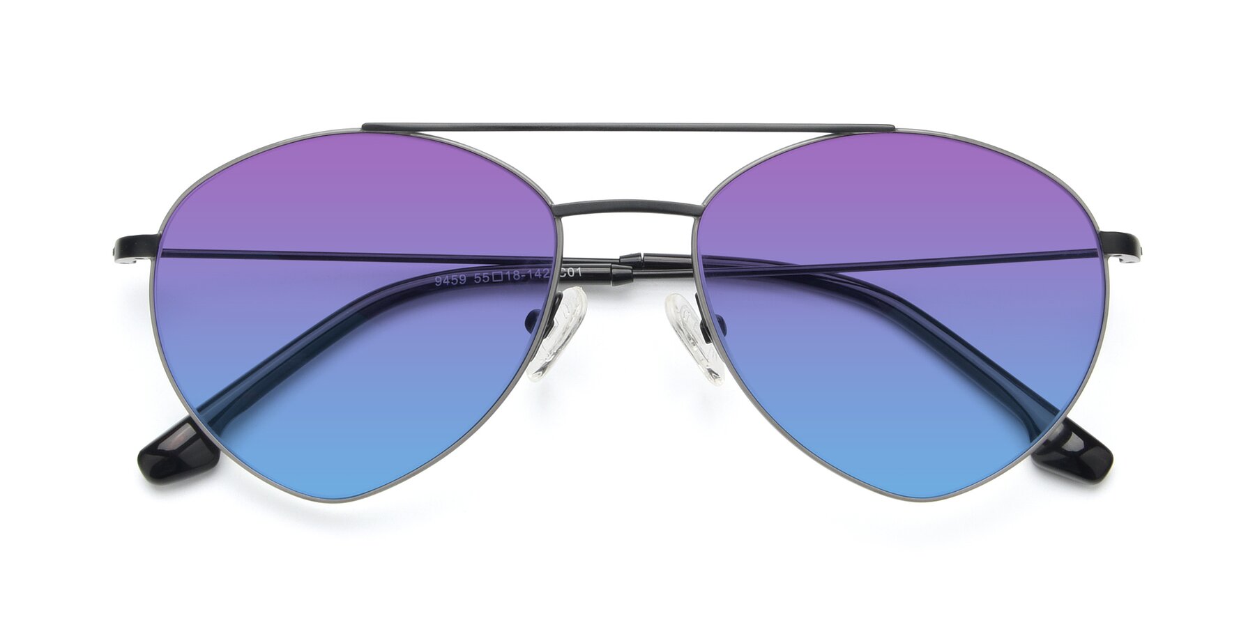 Folded Front of 9459 in Matte Black-Grey with Purple / Blue Gradient Lenses