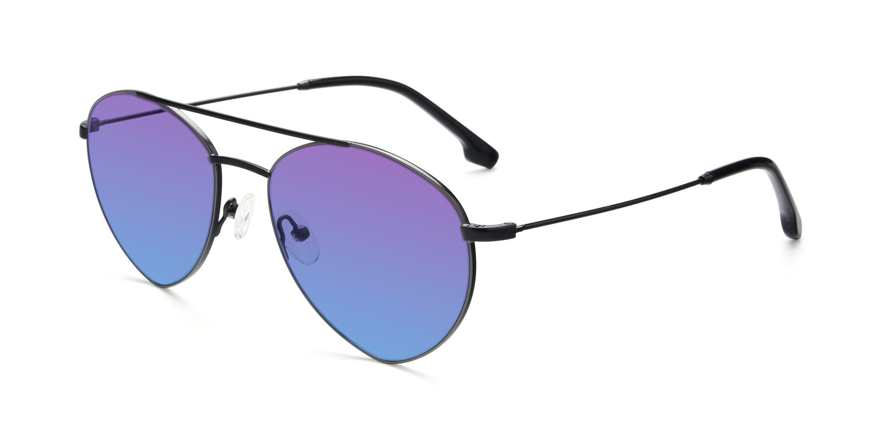 Angle of 9459 in Matte Black-Grey with Purple / Blue Gradient Lenses