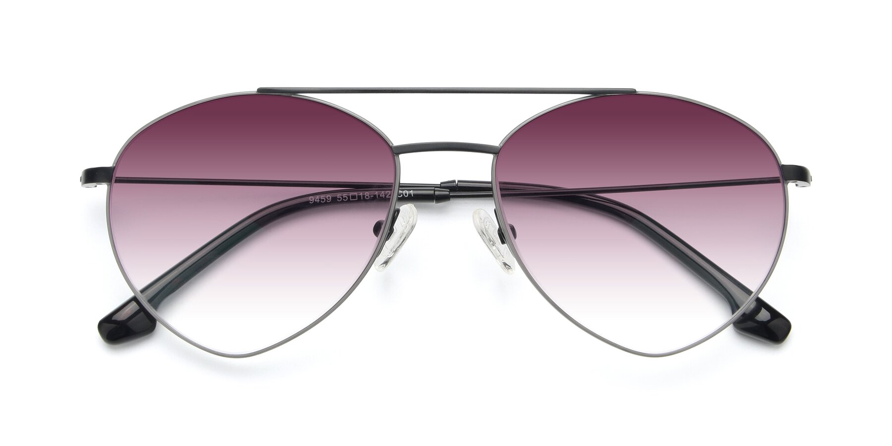 Folded Front of 9459 in Matte Black-Grey with Wine Gradient Lenses