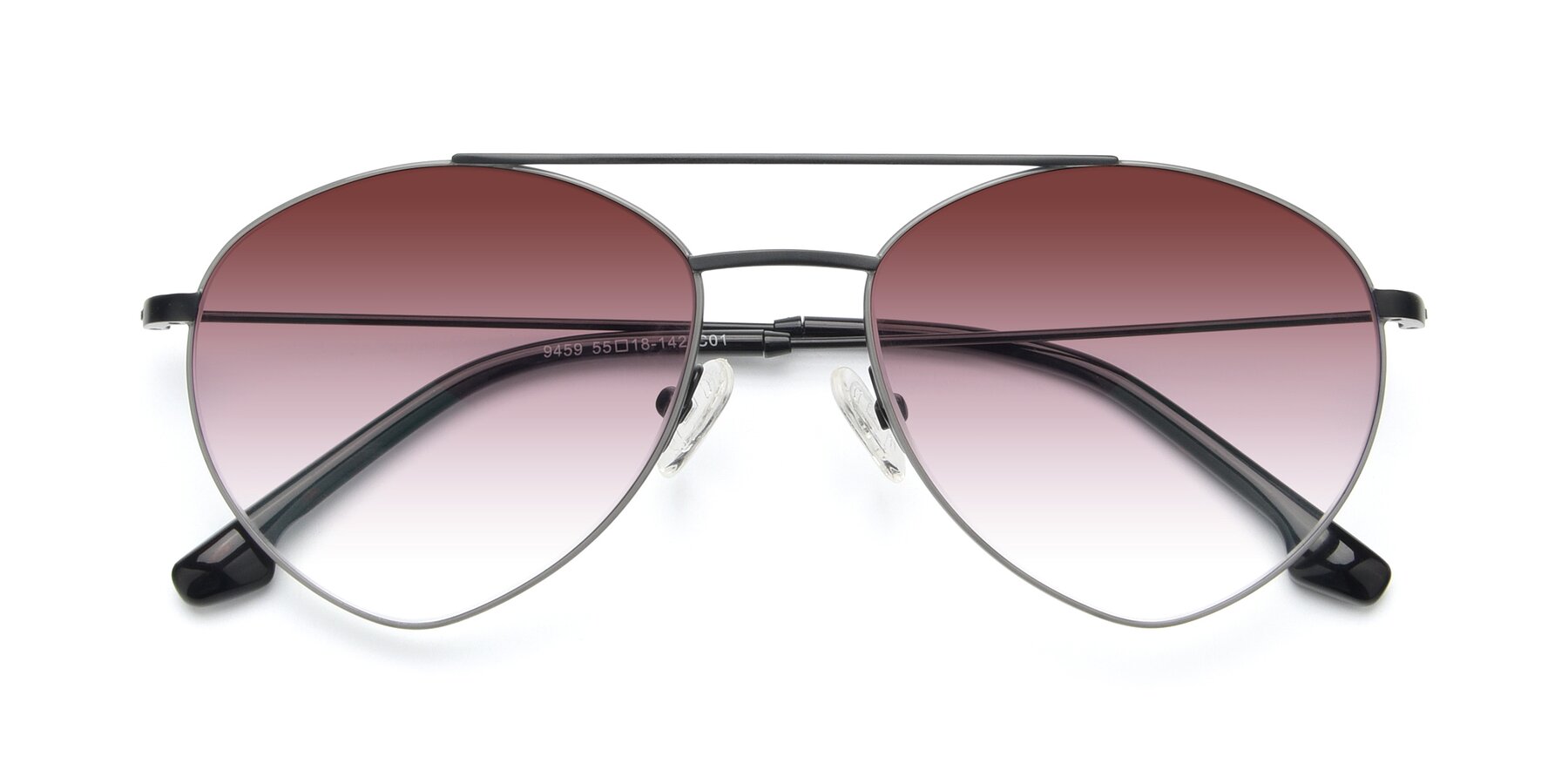 Folded Front of 9459 in Matte Black-Grey with Garnet Gradient Lenses