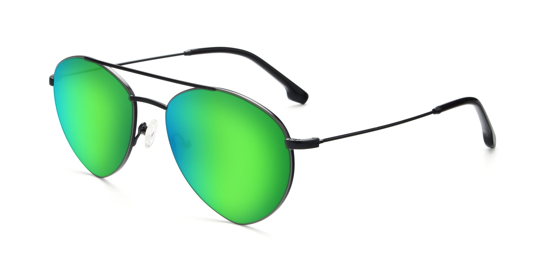 Angle of 9459 in Matte Black-Grey with Green Mirrored Lenses