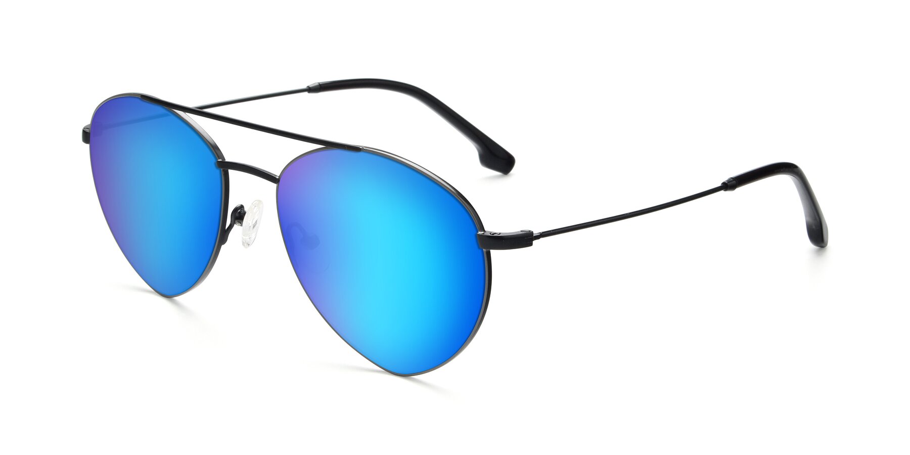 Angle of 9459 in Matte Black-Grey with Blue Mirrored Lenses