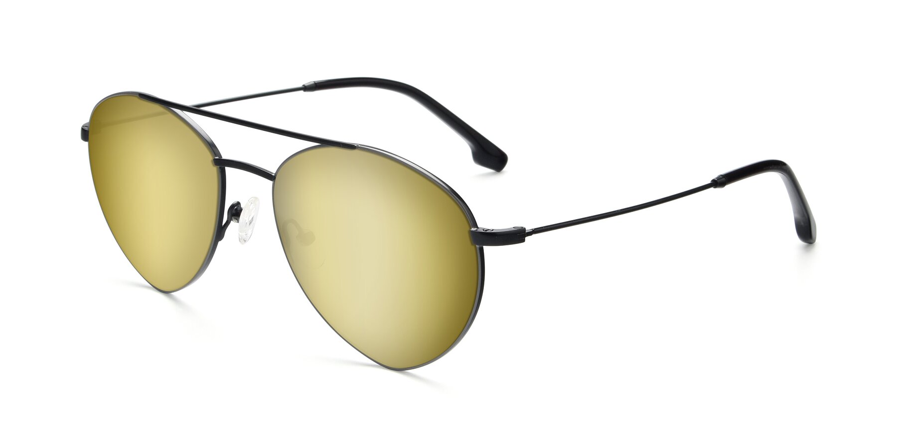 Angle of 9459 in Matte Black-Grey with Gold Mirrored Lenses
