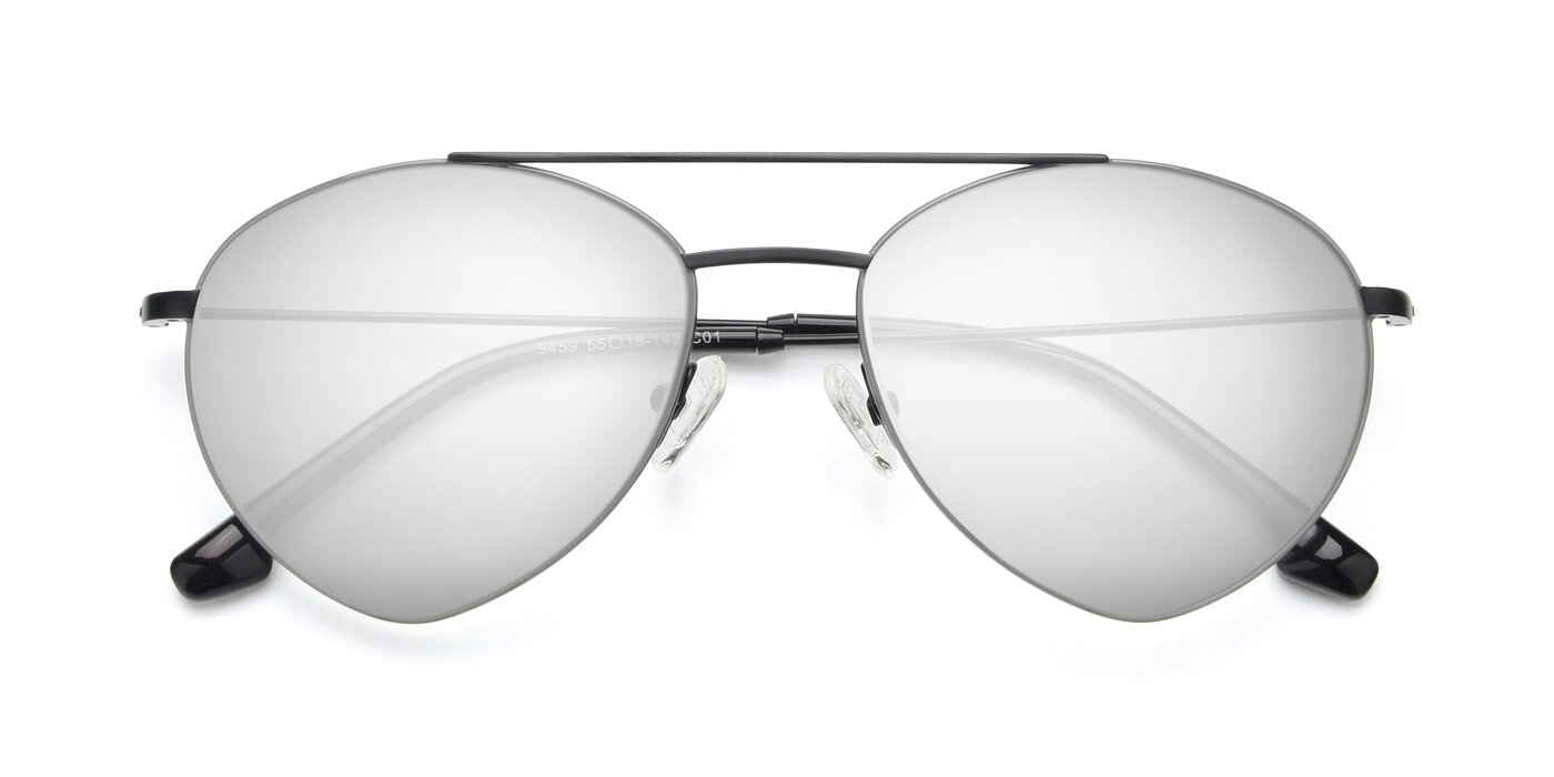 9459 - Matte Black / Grey Flash Mirrored Sunglasses